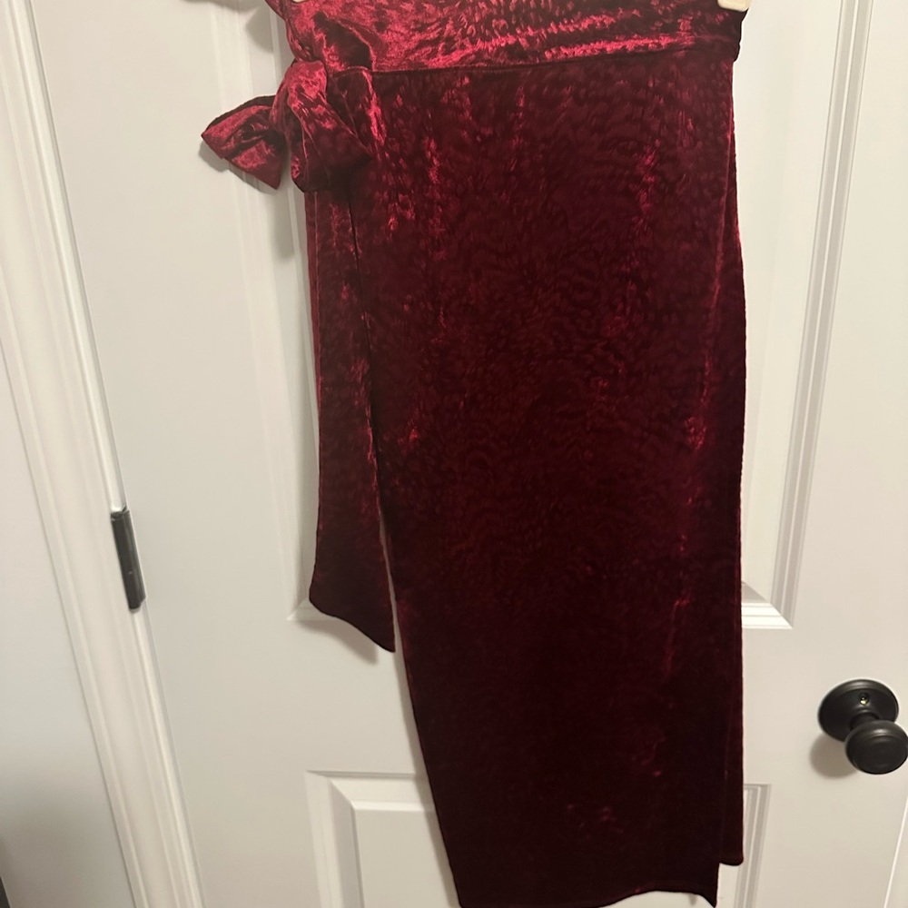 Blue Blush Rich Burgundy wrap Velvet Skirt